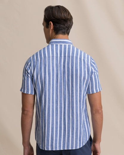Southern Tide Seamark Stripe Short Sleeve Sport Shirt For Men