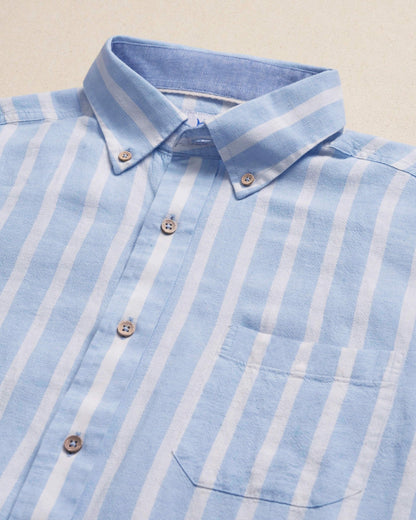 Southern Tide Seamark Stripe Short Sleeve Sport Shirt For Men