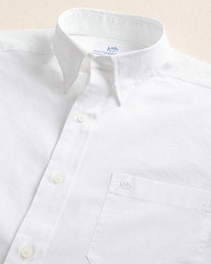 Southern Tide Charleston Overbrook Solid White Sport Shirt For Men