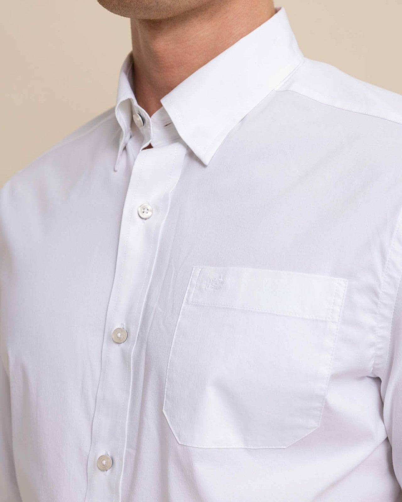 Southern Tide Charleston Overbrook Solid White Sport Shirt For Men