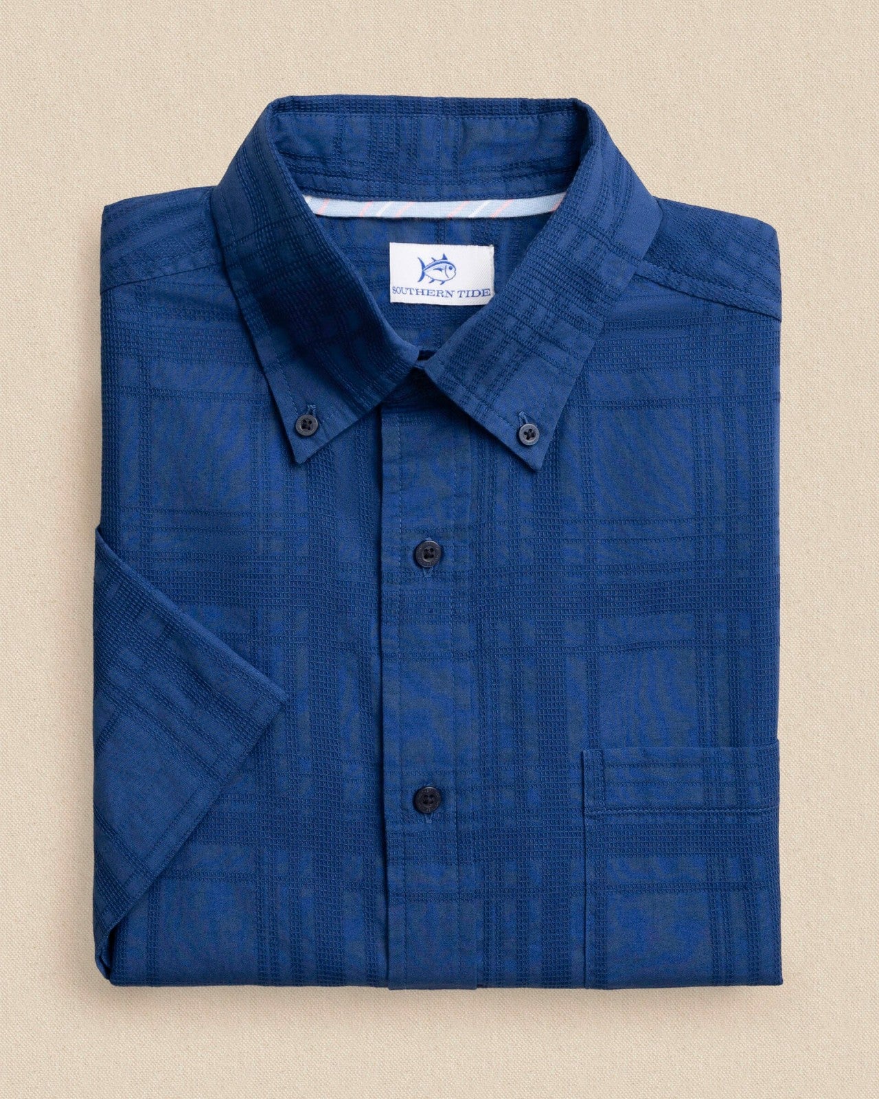 Southern Tide Fort Fisher Textured Short Sleeve Sport Shirt For Men