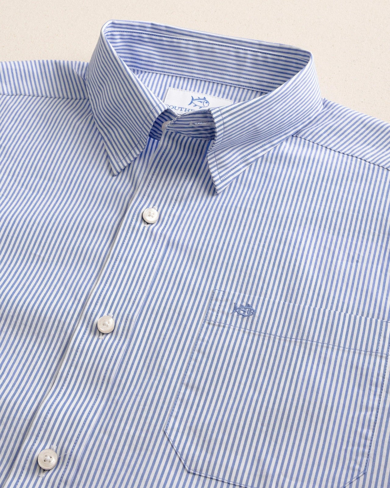 Southern Tide Charleston Granby Stripe Embroidered Sport Shirt For Men