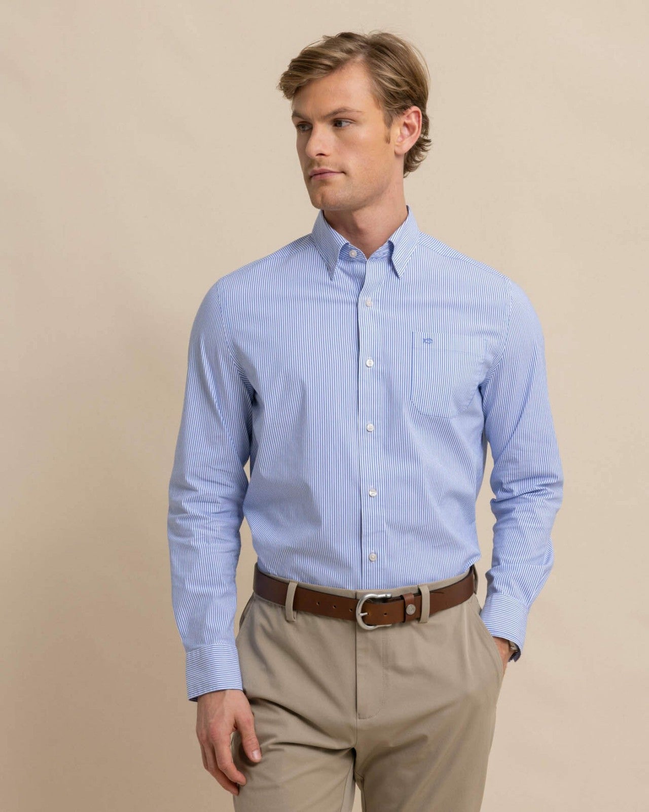 Southern Tide Charleston Granby Stripe Embroidered Sport Shirt For Men