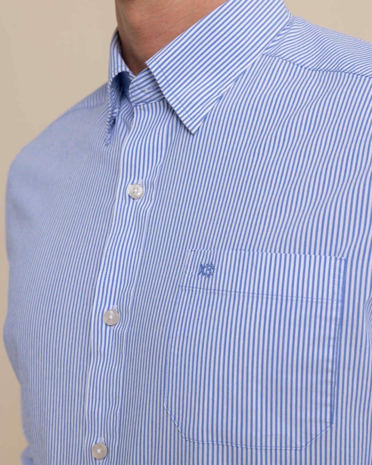Southern Tide Charleston Granby Stripe Embroidered Sport Shirt For Men