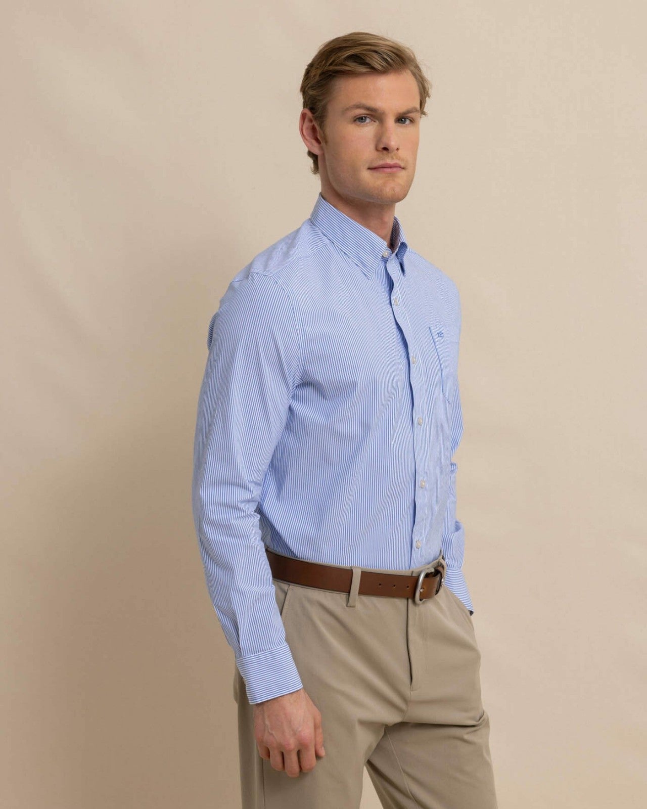 Southern Tide Charleston Granby Stripe Embroidered Sport Shirt For Men
