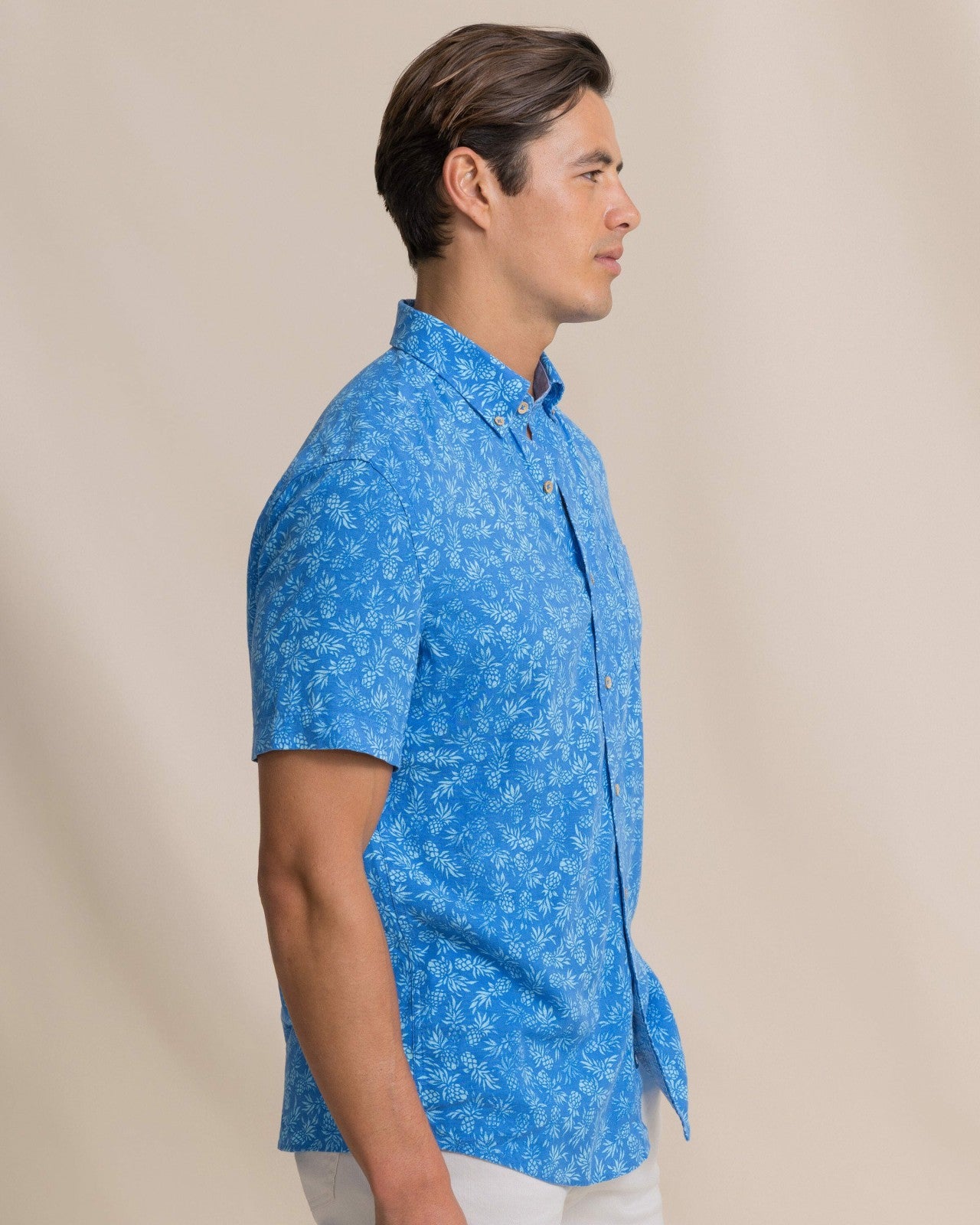 Southern Tide Pineapple Parade Short Sleeve Sport Shirt For Men|Sale