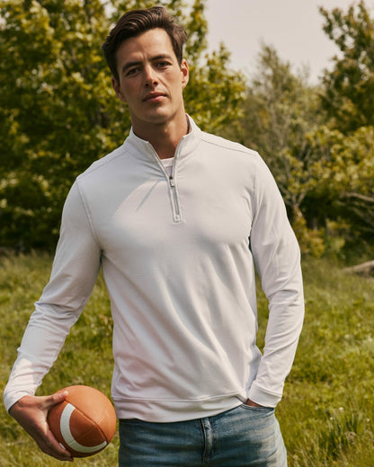 Southern Tide Cruiser Micro-Stripe Heather Quarter Zip For Men