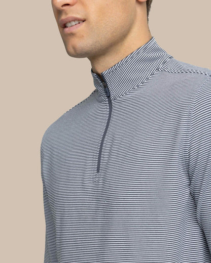 Southern Tide Cruiser Micro-Stripe Heather Quarter Zip For Men