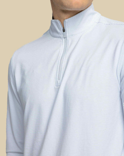 Southern Tide Cruiser Micro-Stripe Heather Quarter Zip For Men