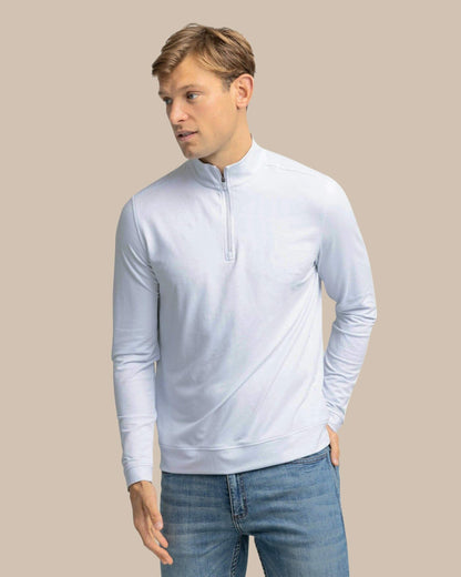 Southern Tide Cruiser Micro-Stripe Heather Quarter Zip For Men
