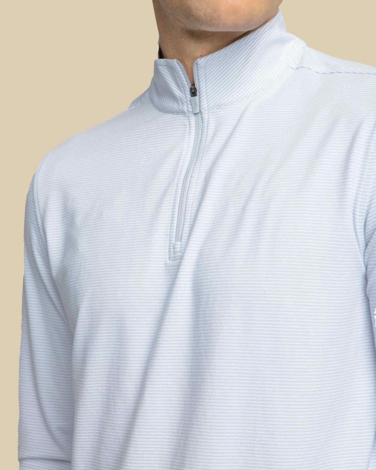 Southern Tide Cruiser Micro-Stripe Heather Quarter Zip For Men
