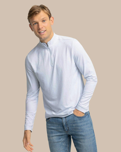 Southern Tide Cruiser Micro-Stripe Heather Quarter Zip For Men