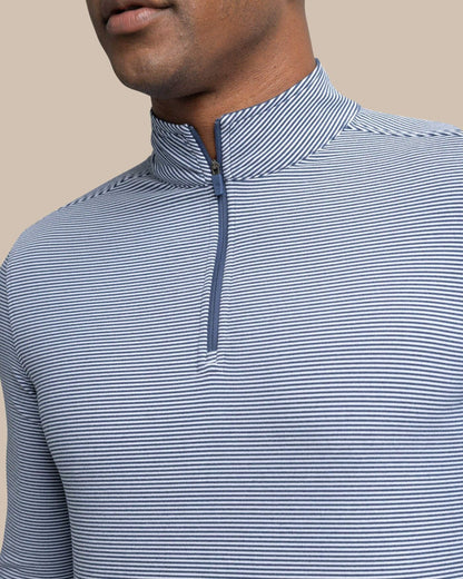 Southern Tide Cruiser Micro-Stripe Heather Quarter Zip For Men