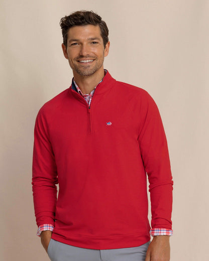 Southern Tide USA Flag Skipjack Cruiser Heather Quarter Zip For Men