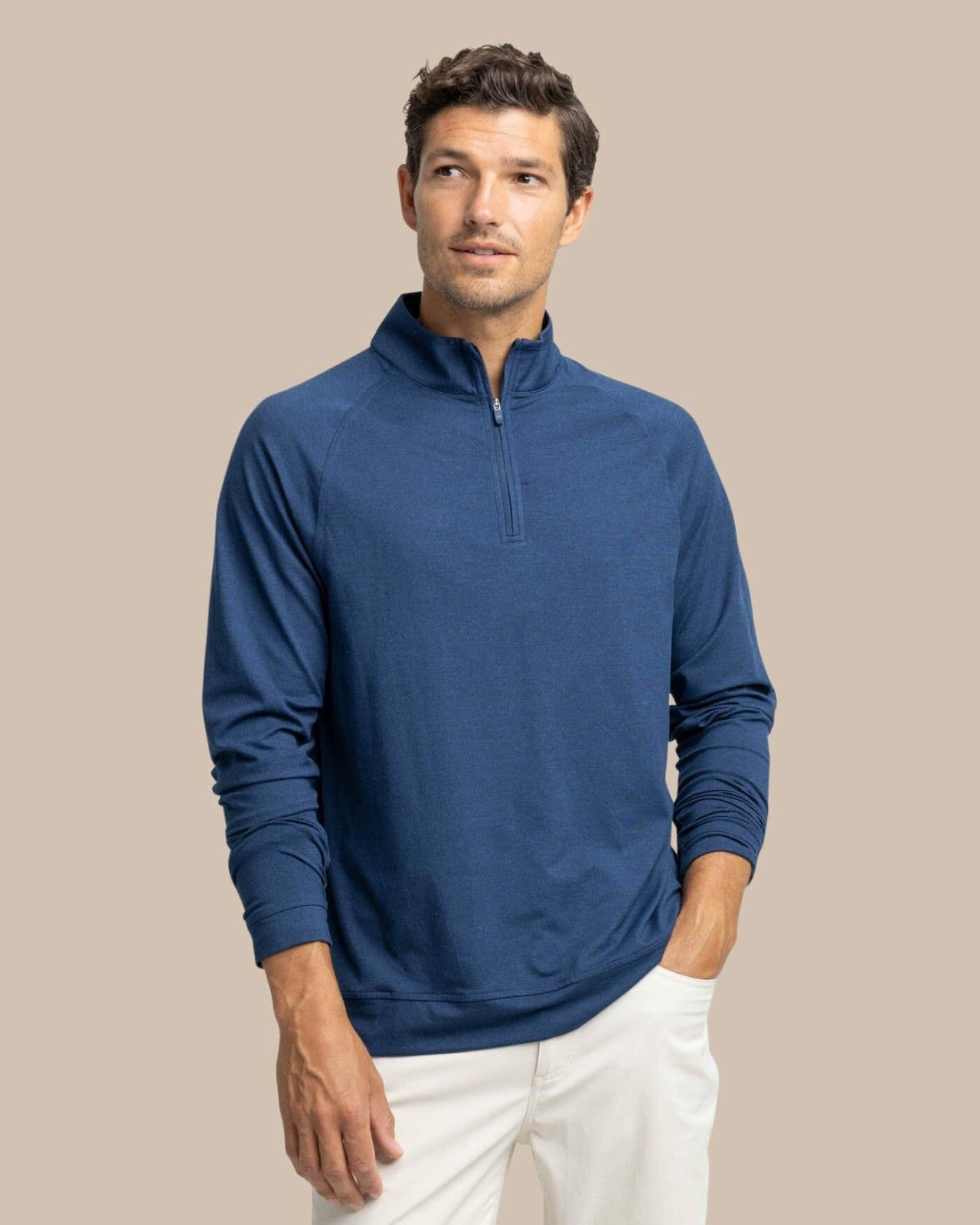 Southern Tide Cruiser Heather Quarter Zip Pullover For Men