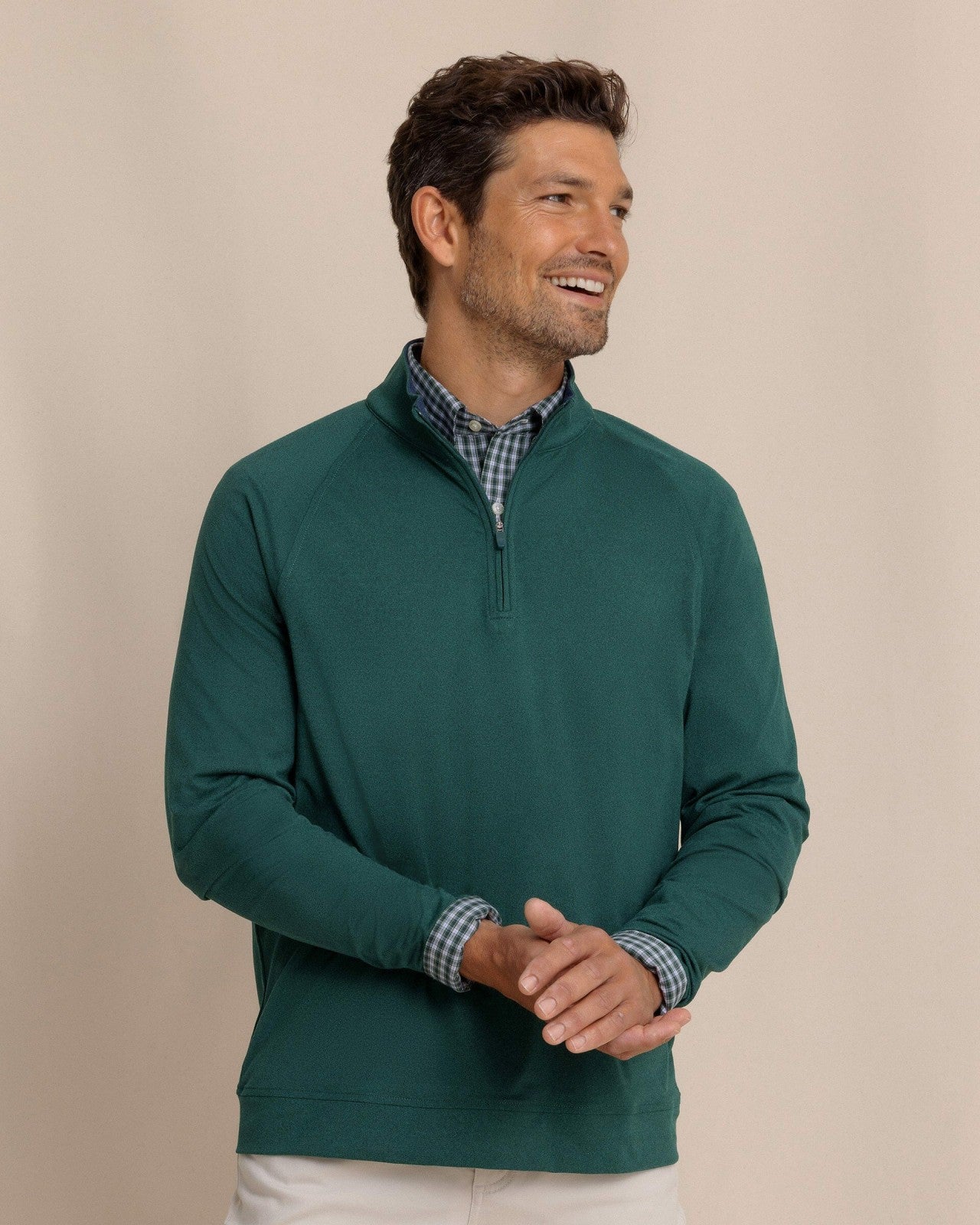 Southern Tide Cruiser Heather Quarter Zip Pullover - Green For Men