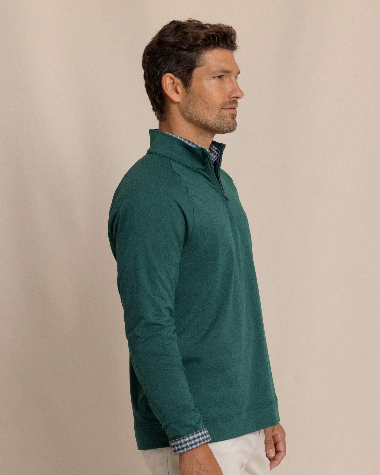 Southern Tide Cruiser Heather Quarter Zip Pullover - Green For Men