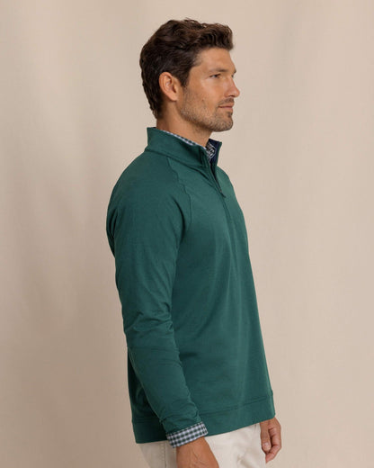 Southern Tide Cruiser Heather Quarter Zip Pullover - Green For Men