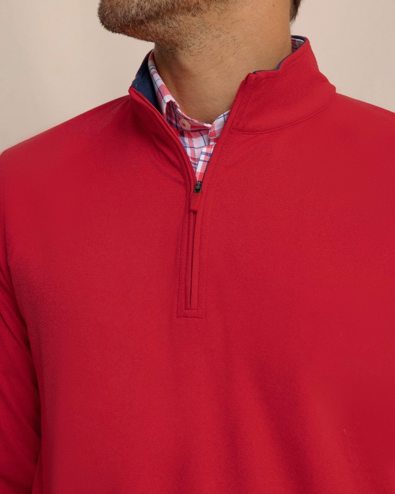 Southern Tide Cruiser Heather Quarter Zip Pullover - Crab Red For Men