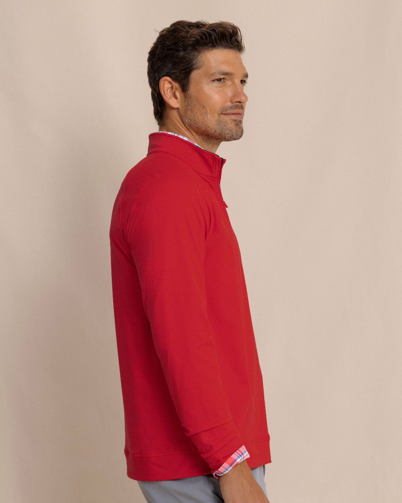 Southern Tide Cruiser Heather Quarter Zip Pullover - Crab Red For Men
