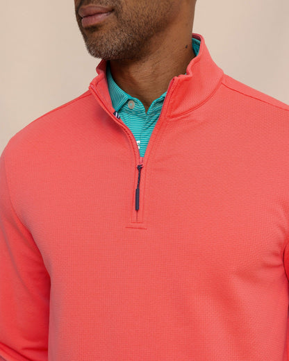 Southern Tide Schooner Quarter Zip - Sunkist Coral For Men|Sale