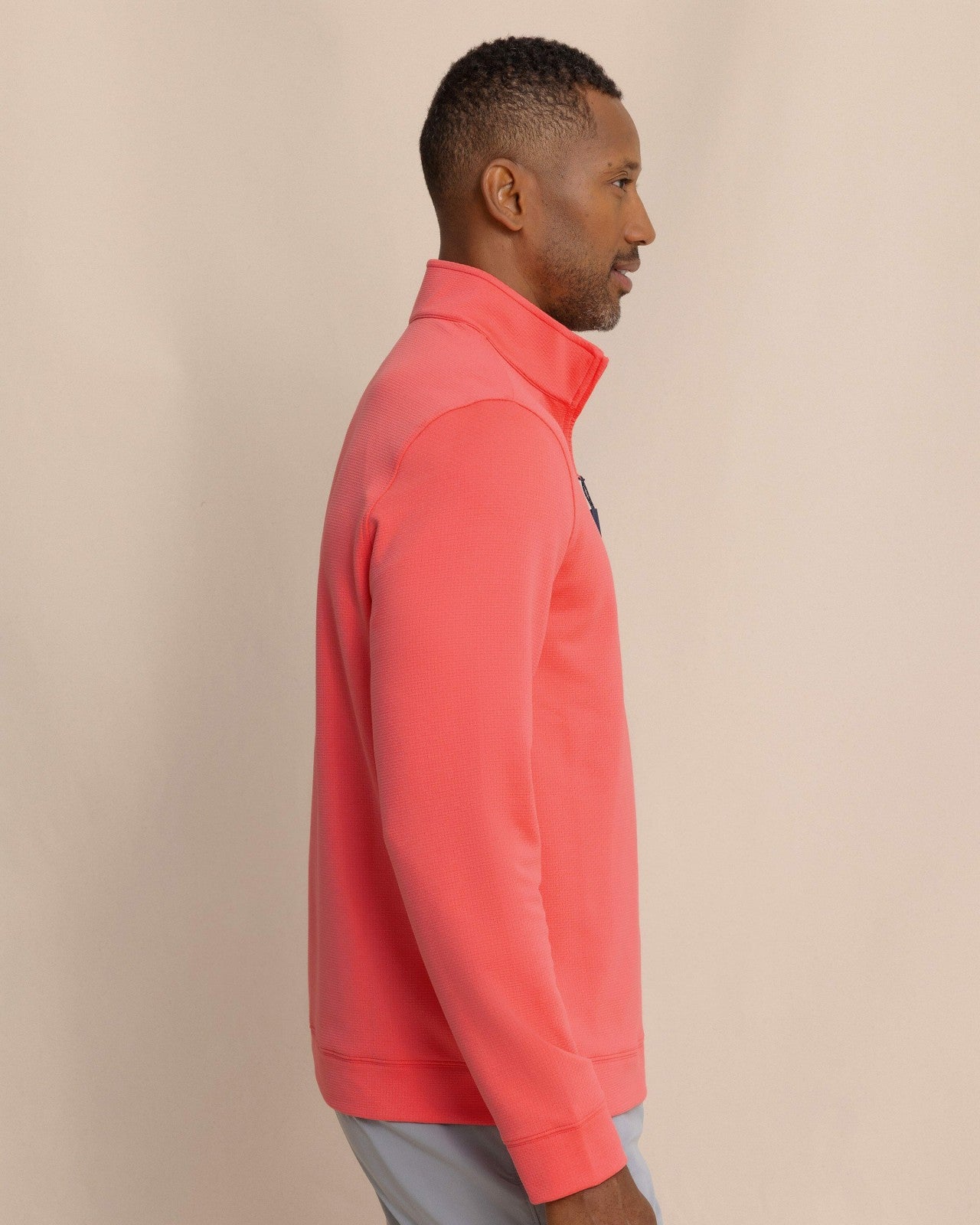 Southern Tide Schooner Quarter Zip - Sunkist Coral For Men|Sale