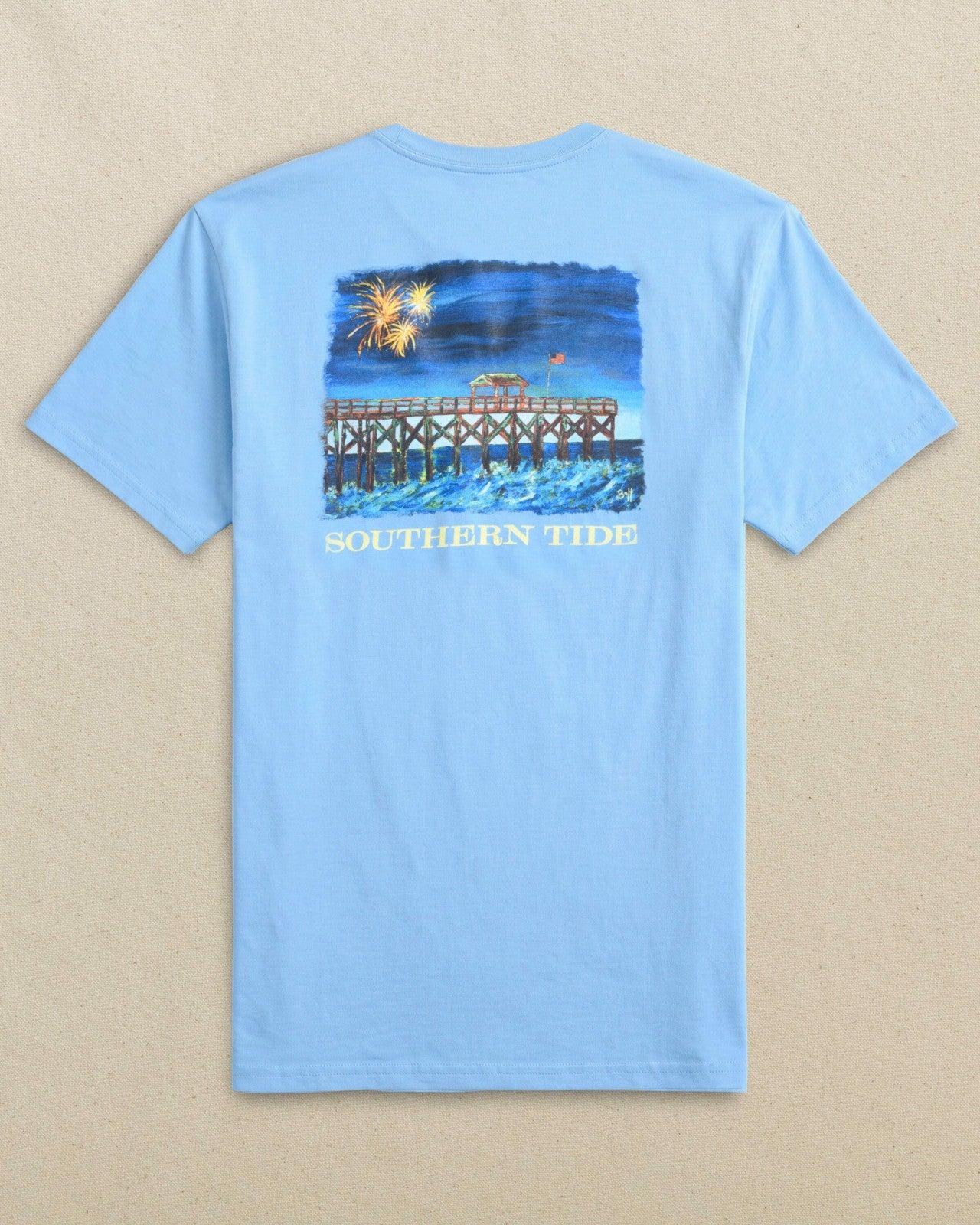 Southern Tide Pier Fireworks Short Sleeve T-Shirt For Men