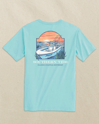 Southern Tide Sunset Skipjack Boat Short Sleeve T-Shirt For Men