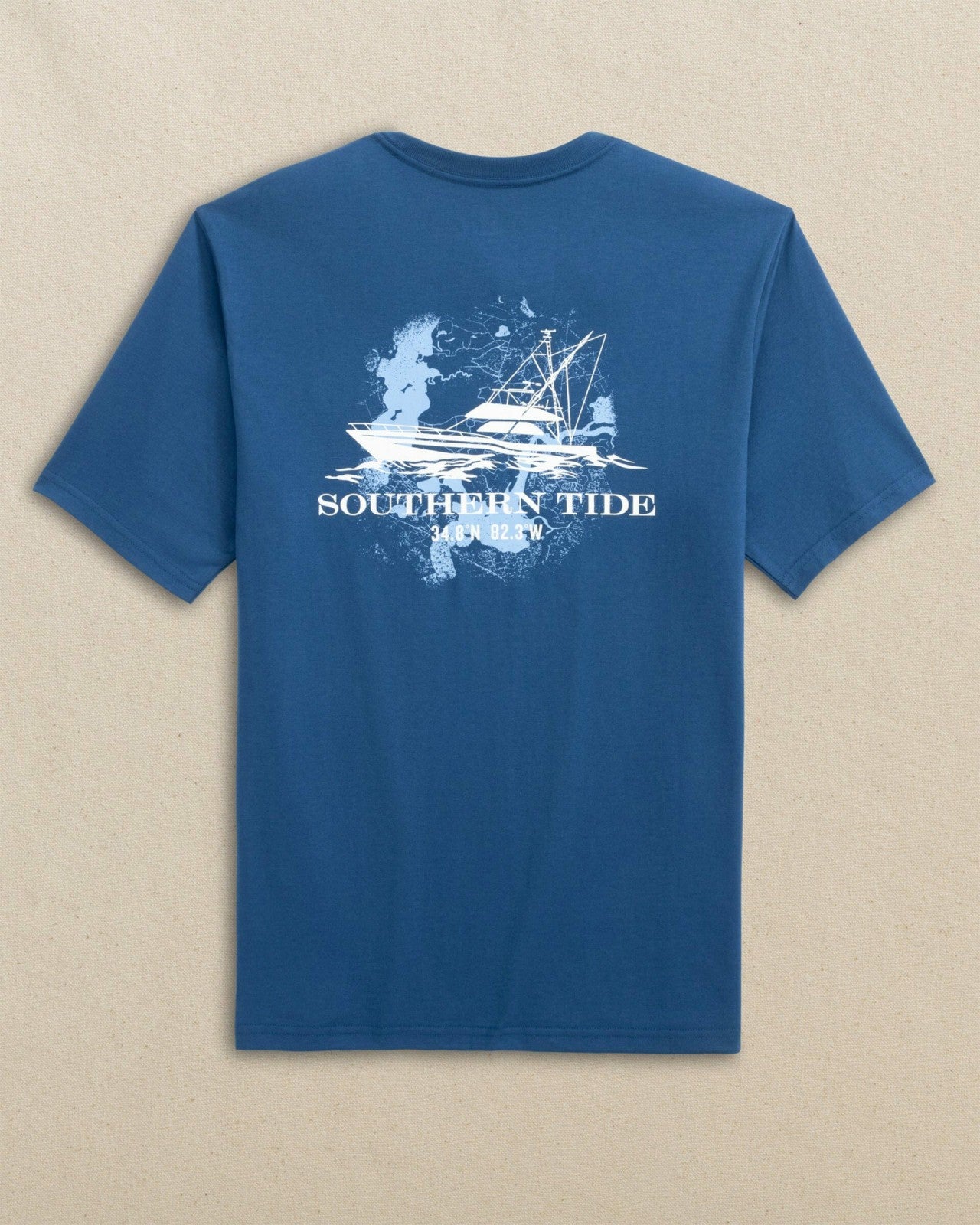 Southern Tide Fishing Boat Coordinates Short Sleeve T-Shirt For Men