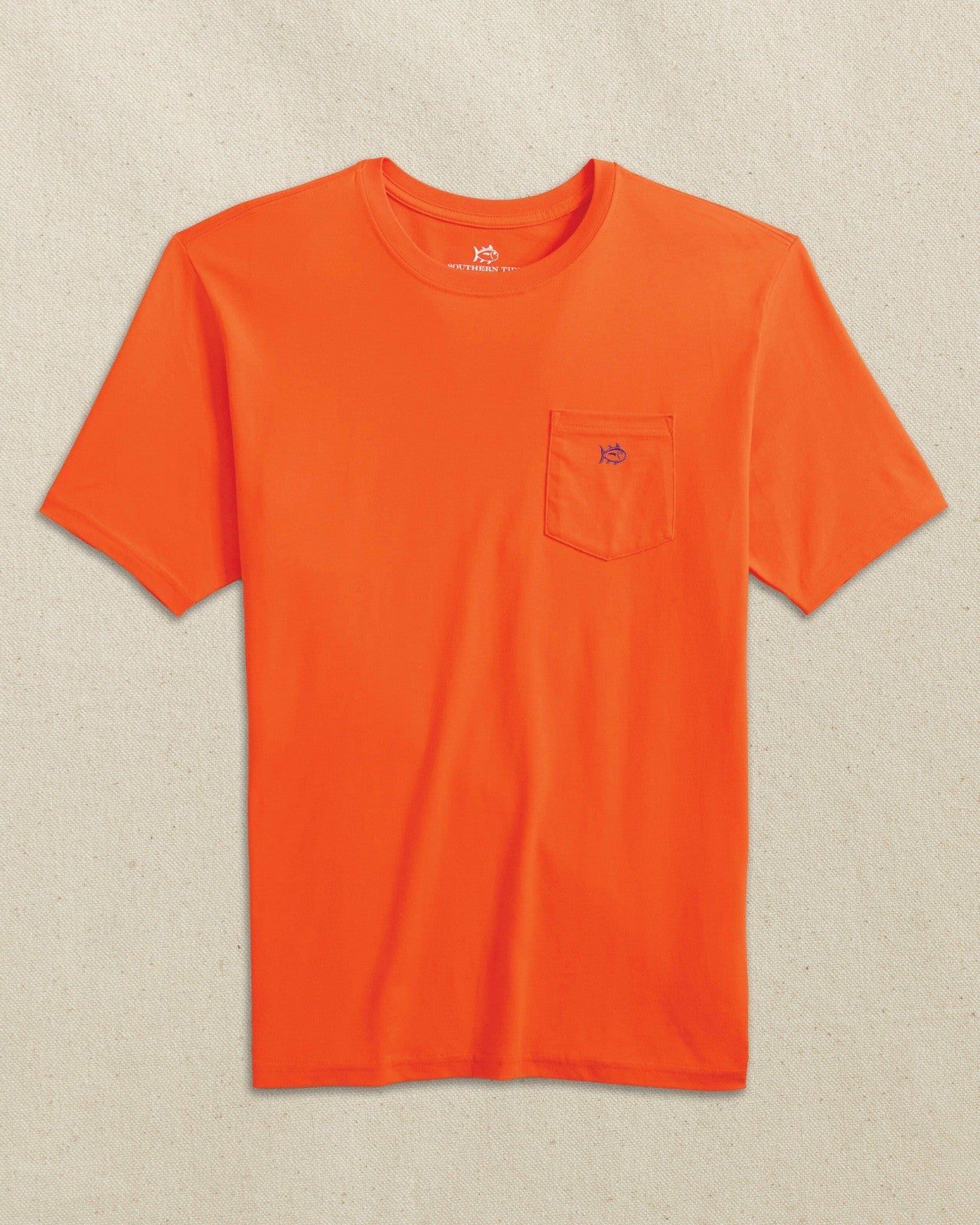 Southern Tide Embroidered Skipjack T-Shirt - Orange & Purple For Men