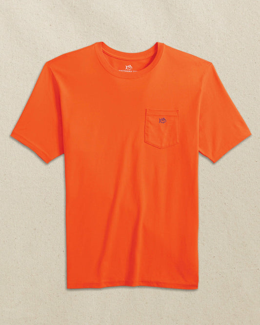 Southern Tide Embroidered Skipjack T-Shirt - Orange & Purple For Men