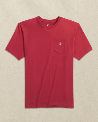 Southern Tide Embroidered Skipjack T-Shirt - Crimson & White For Men