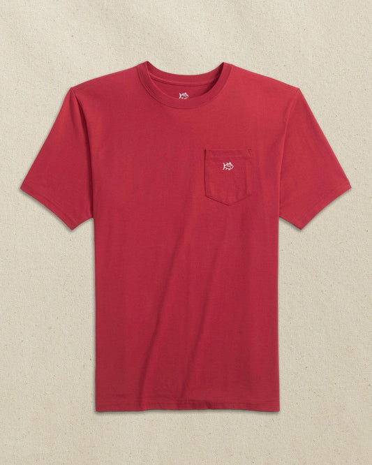 Southern Tide Embroidered Skipjack T-Shirt - Crimson & White For Men