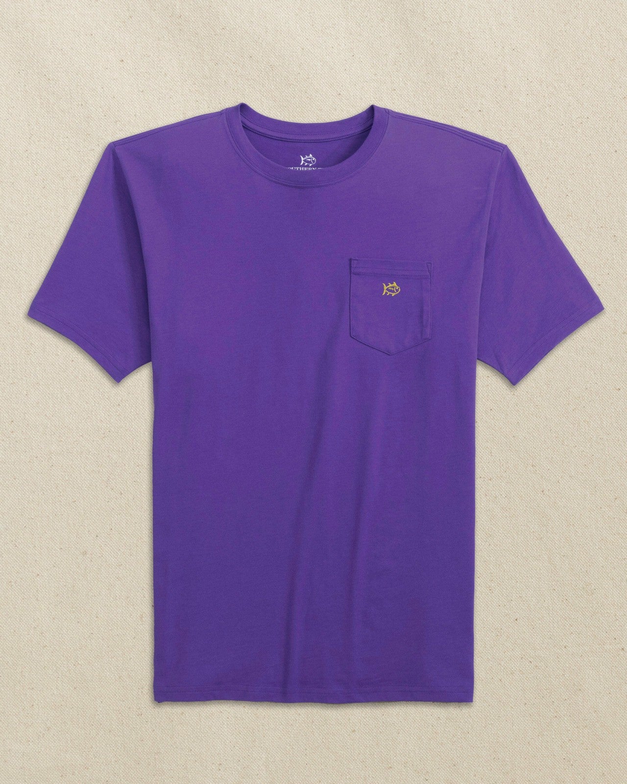 Southern Tide Embroidered Skipjack T-Shirt - Purple & Yellow For Men