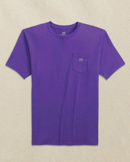 Southern Tide Embroidered Skipjack T-Shirt - Purple & Yellow For Men