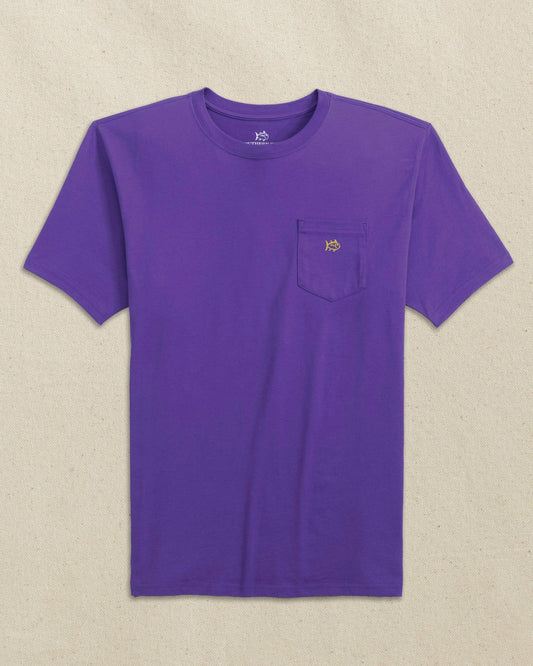 Southern Tide Embroidered Skipjack T-Shirt - Purple & Yellow For Men