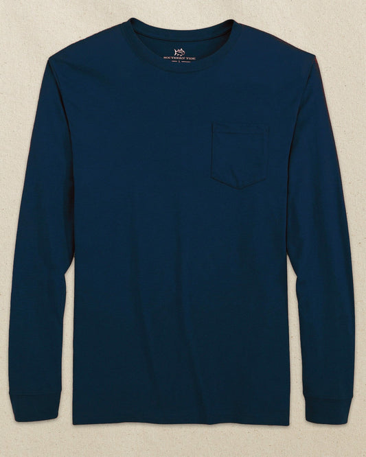 Southern Tide Navy Classic Long Sleeve Pocket T-Shirt For Men