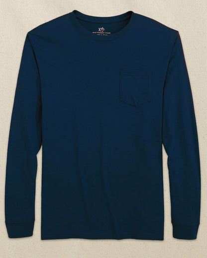 Southern Tide Navy Classic Long Sleeve Pocket T-Shirt For Men