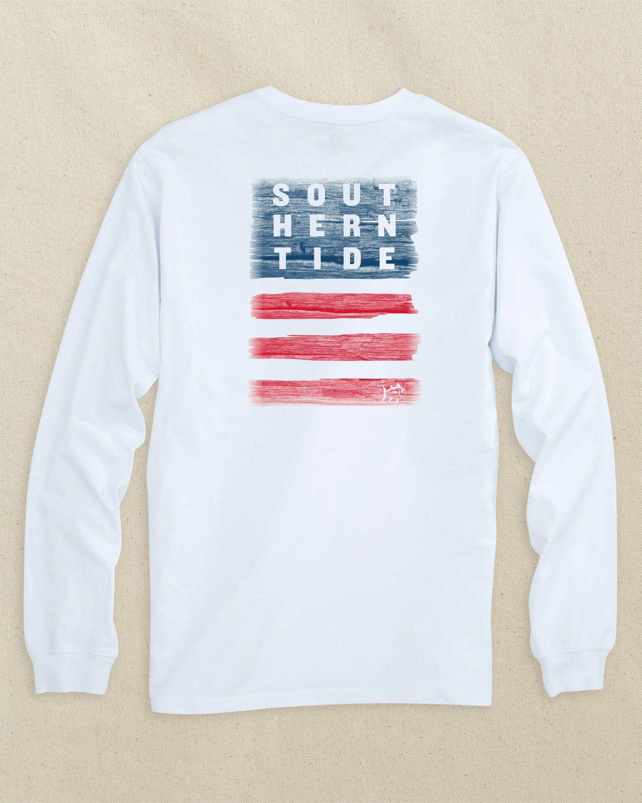 Southern Tide Americana Wooden Flag Long Sleeve T-Shirt For Men