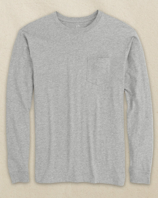 Southern Tide Heather Grey Classic Long Sleeve Pocket T-Shirt For Men