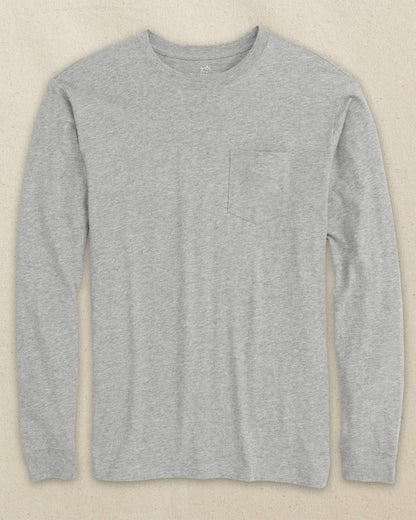 Southern Tide Heather Grey Classic Long Sleeve Pocket T-Shirt For Men