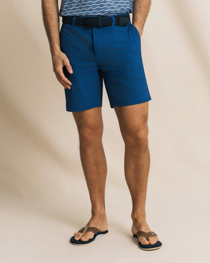 Southern Tide Seersucker 8" Performance Short - Nautical Blue For Men