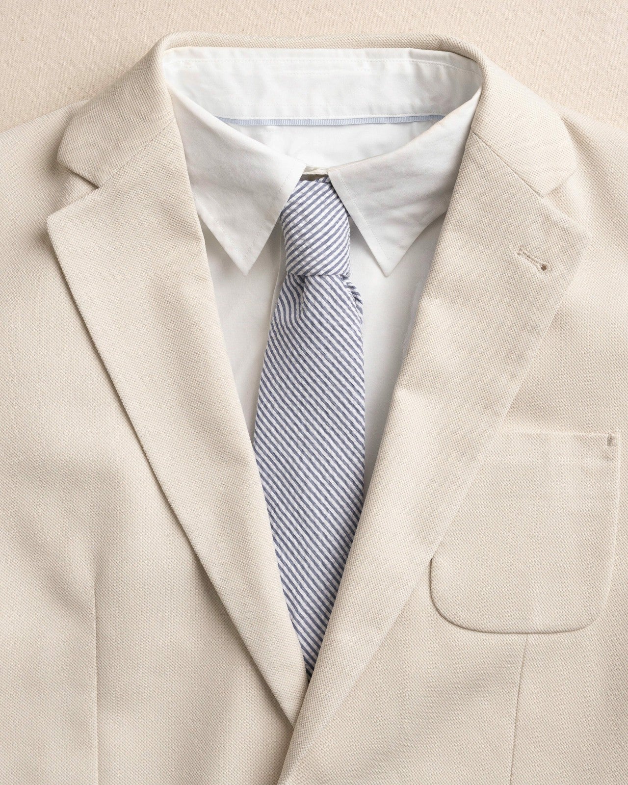 Southern Tide High Cotton Blue and White Seersucker Necktie For Men