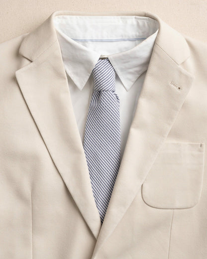 Southern Tide High Cotton Blue and White Seersucker Necktie For Men
