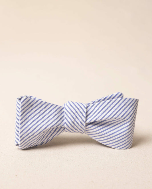 Southern Tide High Cotton Blue and White Seersucker Bow Tie For Men