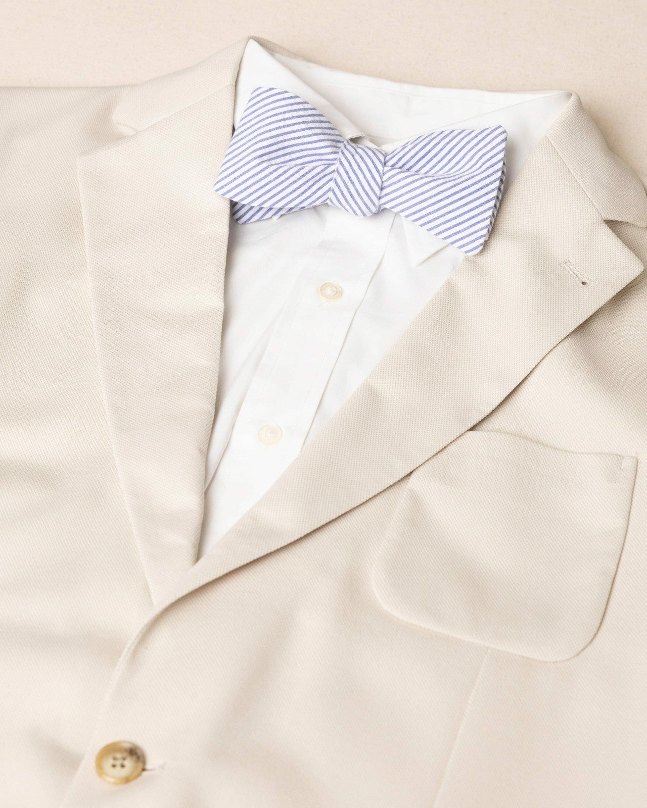 Southern Tide High Cotton Blue and White Seersucker Bow Tie For Men