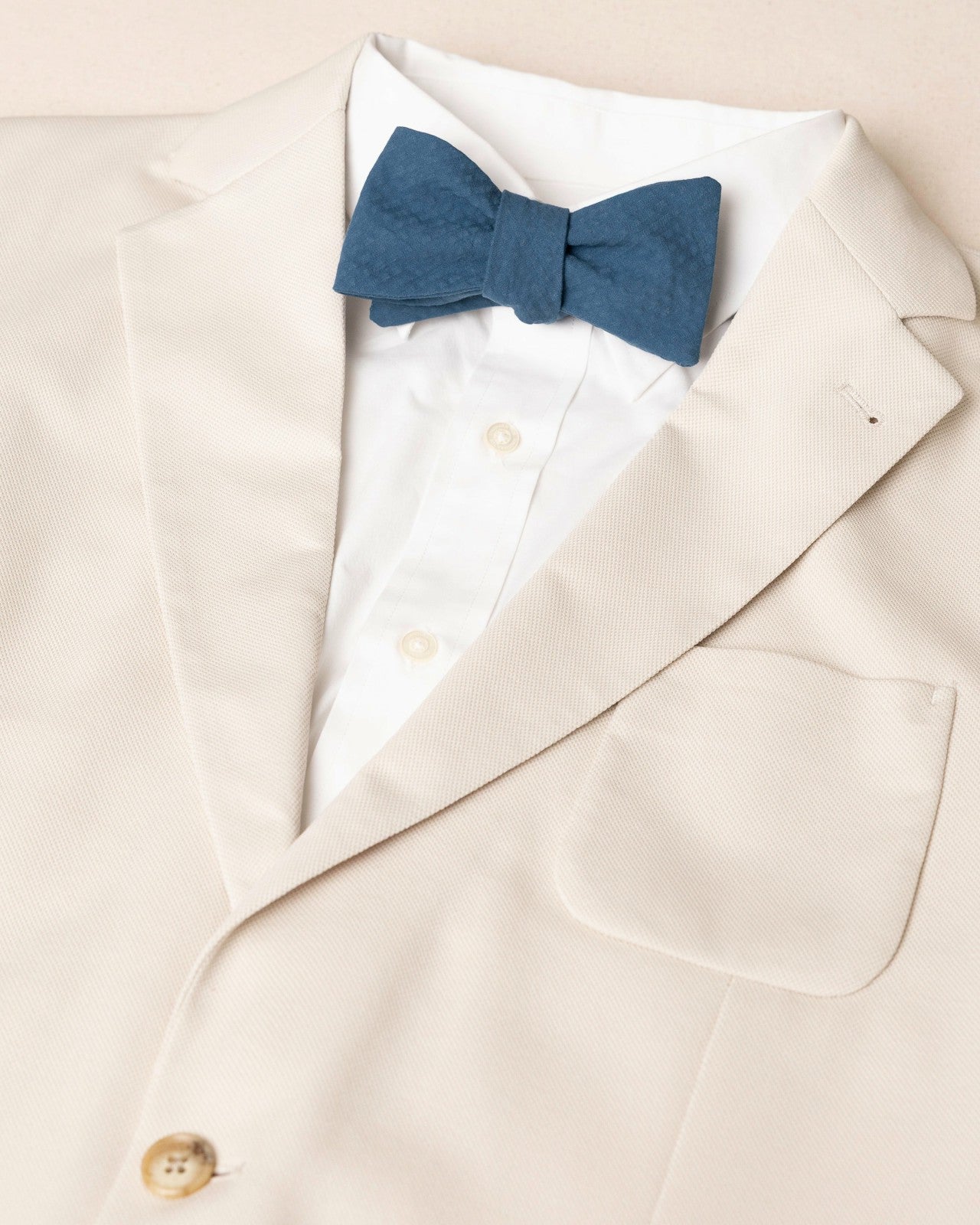 Southern Tide High Cotton Nautical Blue Seersucker Bow Tie For Men