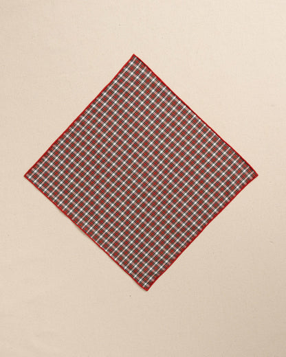 Southern Tide Peppermint Plaid Cotton Pocket Square For Men