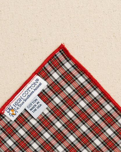 Southern Tide Peppermint Plaid Cotton Pocket Square For Men