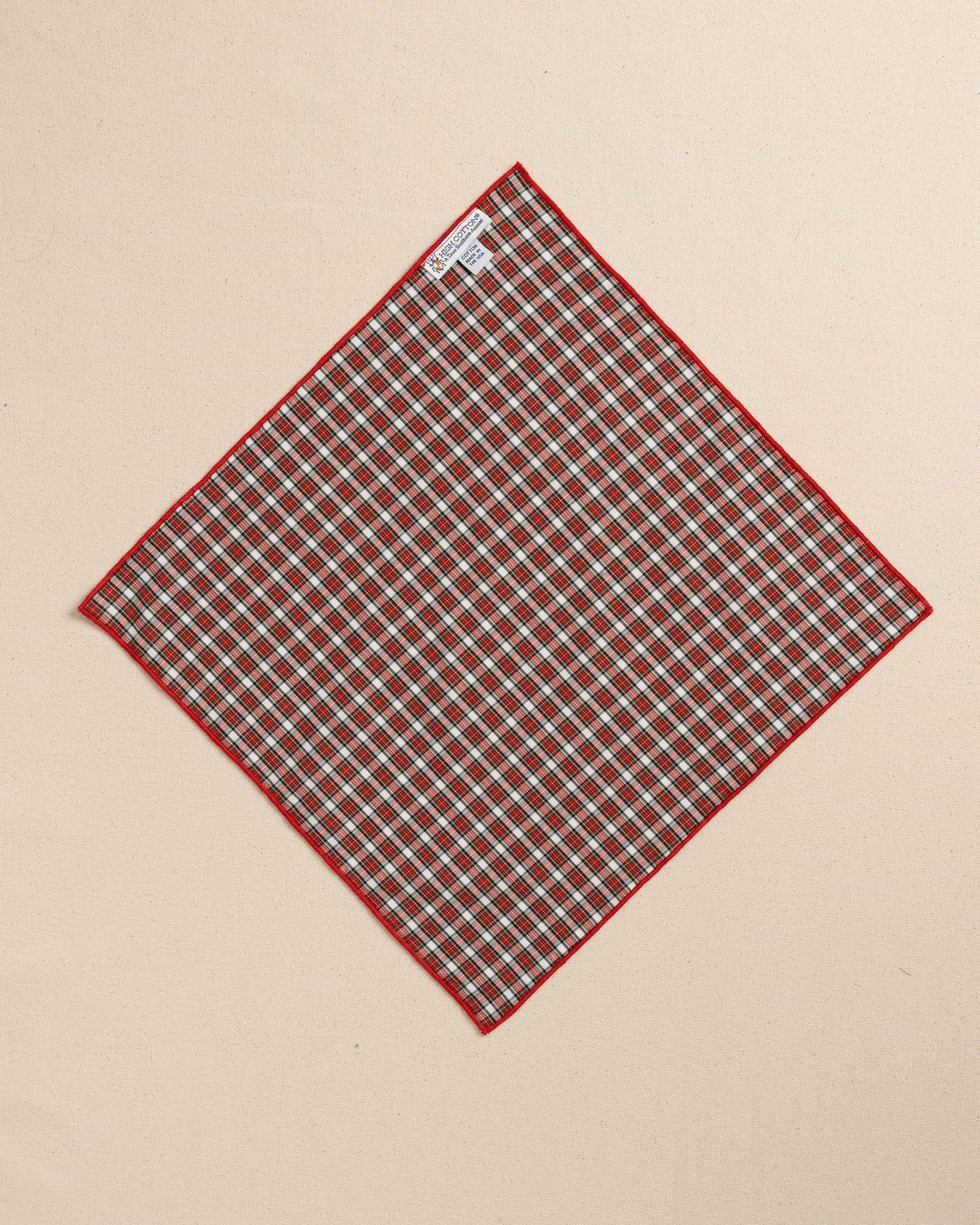 Southern Tide Peppermint Plaid Cotton Pocket Square For Men